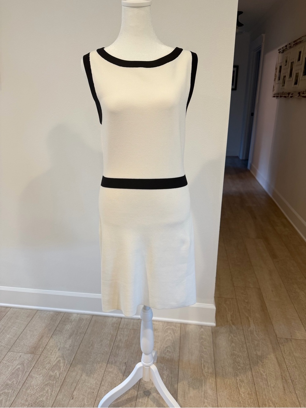 Zara Cream Mini Dress with Black Contrast Trim